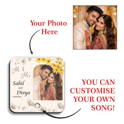 Personalized Musical Fridge Magnet with Photo & Custom Song | Romantic Couple Gift for Husband Wife, Boyfriend Girlfriend Anniversary, Wedding Keepsake Gift for Mr & Mrs